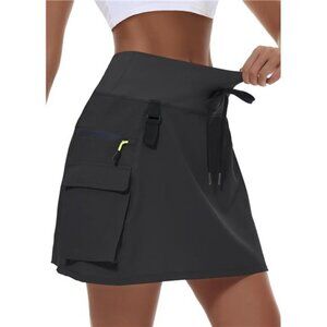 Women Hiking Skort Skirt High Waisted Quick Dry Golf Sport Workout Cargo Pockets